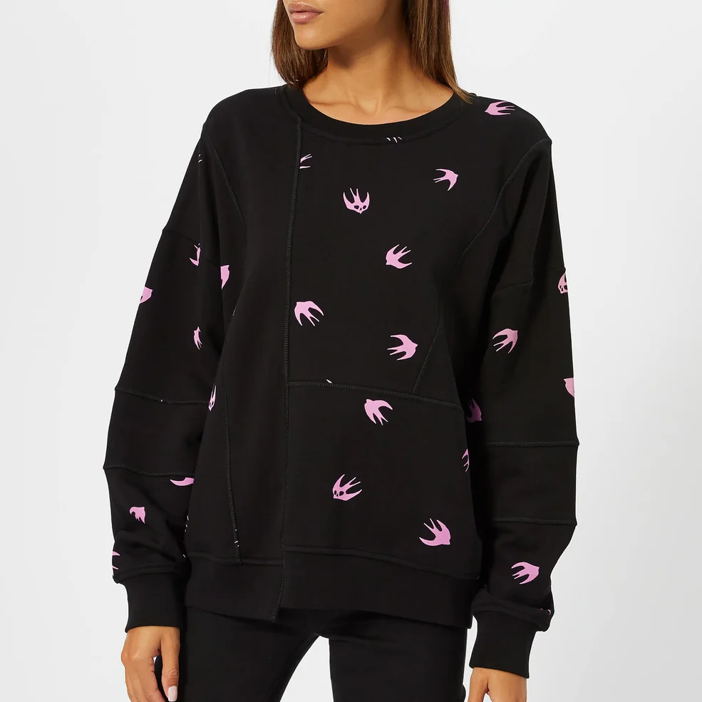 McQ Alexander McQueen Women's Ergonomic Cut Sweatshirt - Darkest Black/Pink Image 1