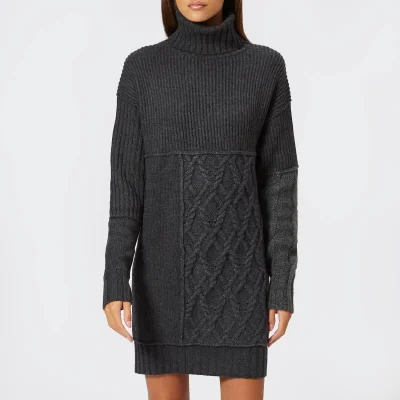 McQ Alexander McQueen Women's Patched Cable Roll Jumper - Grey Mix