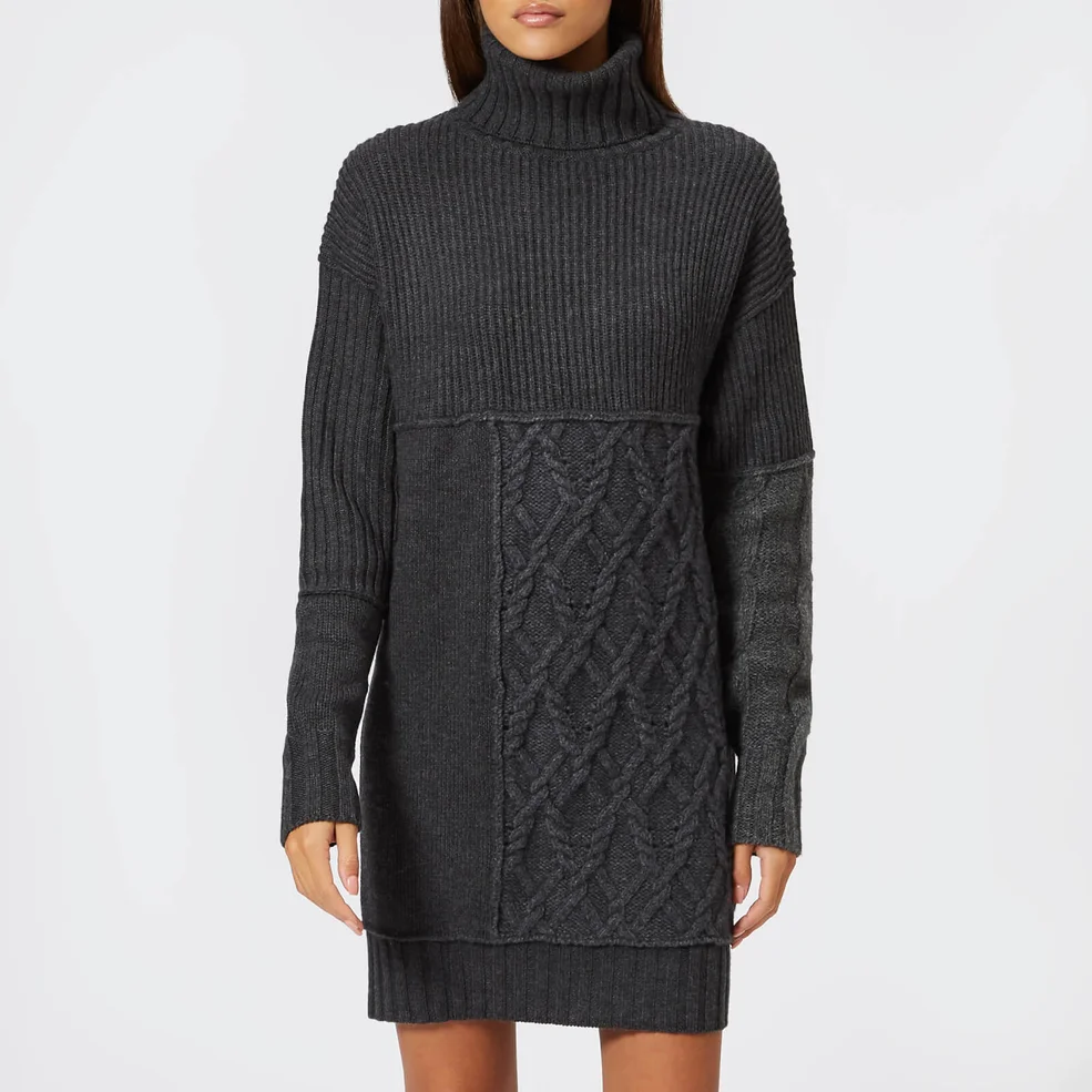 McQ Alexander McQueen Women's Patched Cable Roll Jumper - Grey Mix Image 1