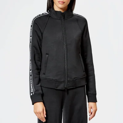 T by Alexander Wang Women's Sleek French Terry Full-Zip Shrunken Track Jacket - Black