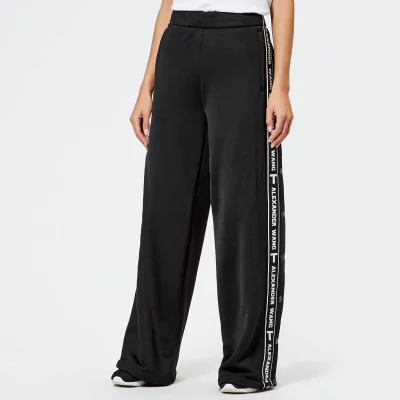T by Alexander Wang Women's Sleek French Terry Pull-On Pants with Logo Tape - Black