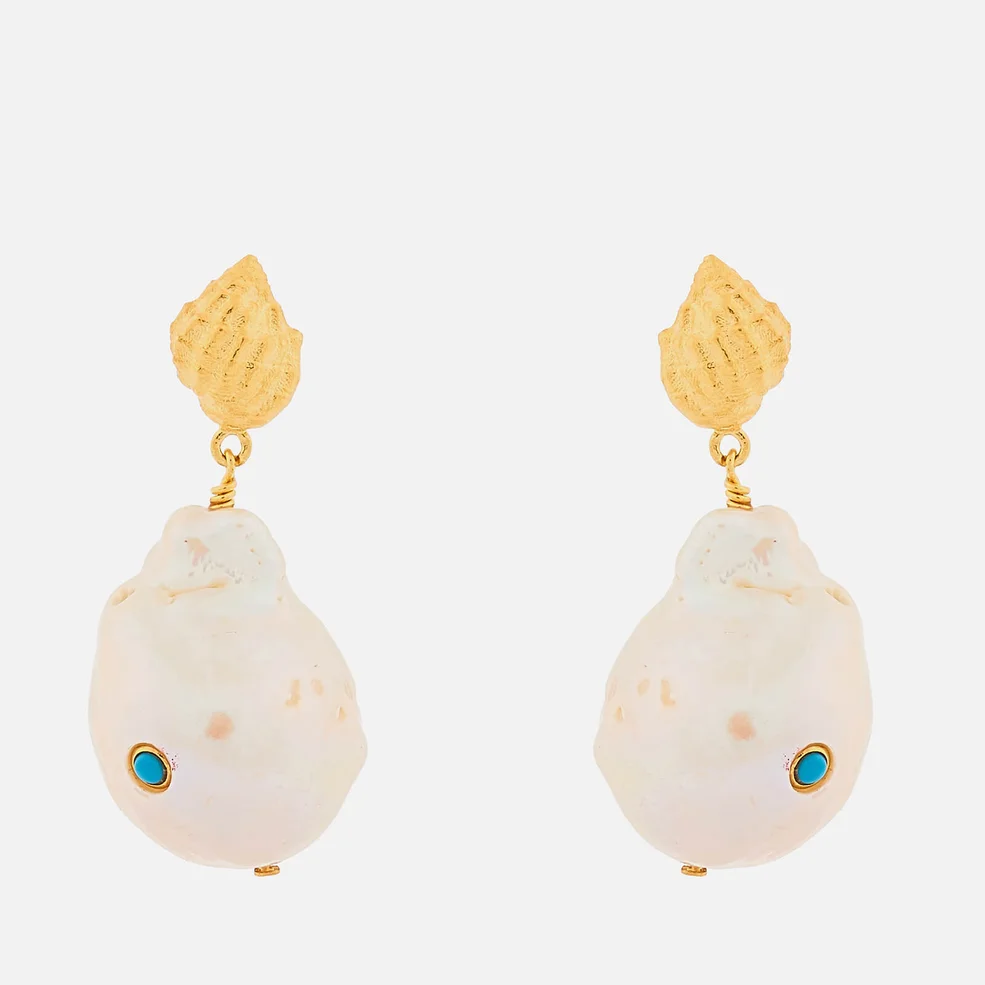 Anni Lu Women's Baroque Pearl Shell Earrings - Turquoise Image 1
