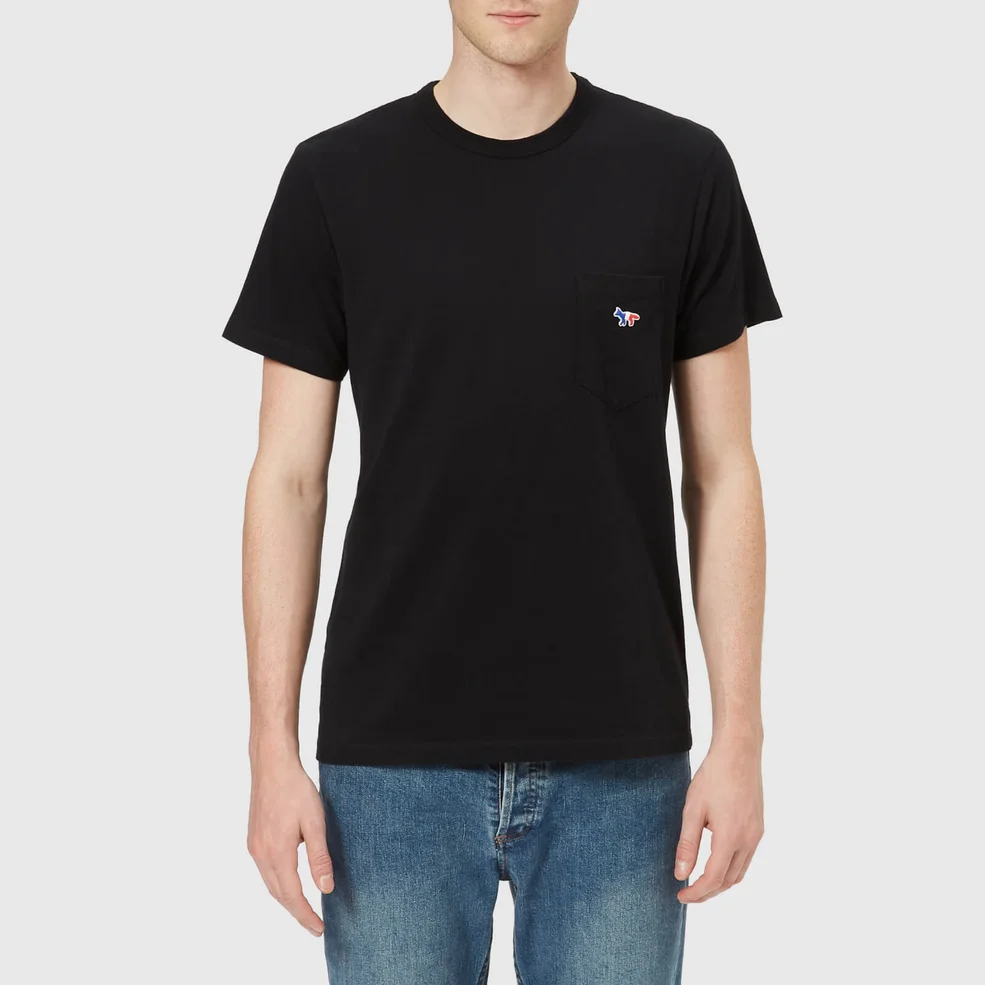 Maison Kitsuné Men's Tricolor Fox Pocket T-Shirt - Black Image 1