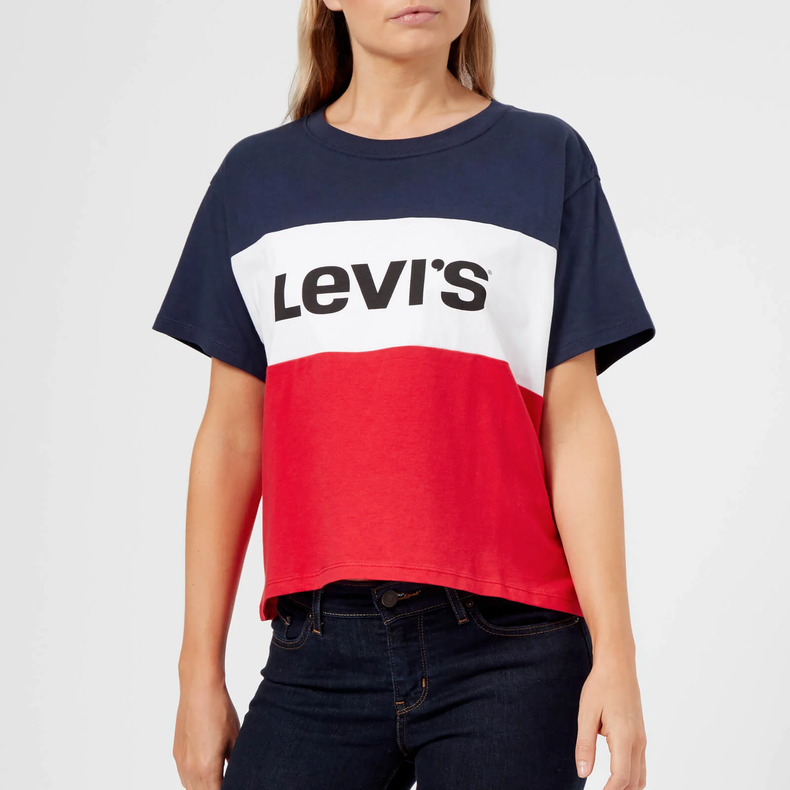 Levi's Women's Colour Block T-Shirt - Peacoat/White/Chinese Red Image 1