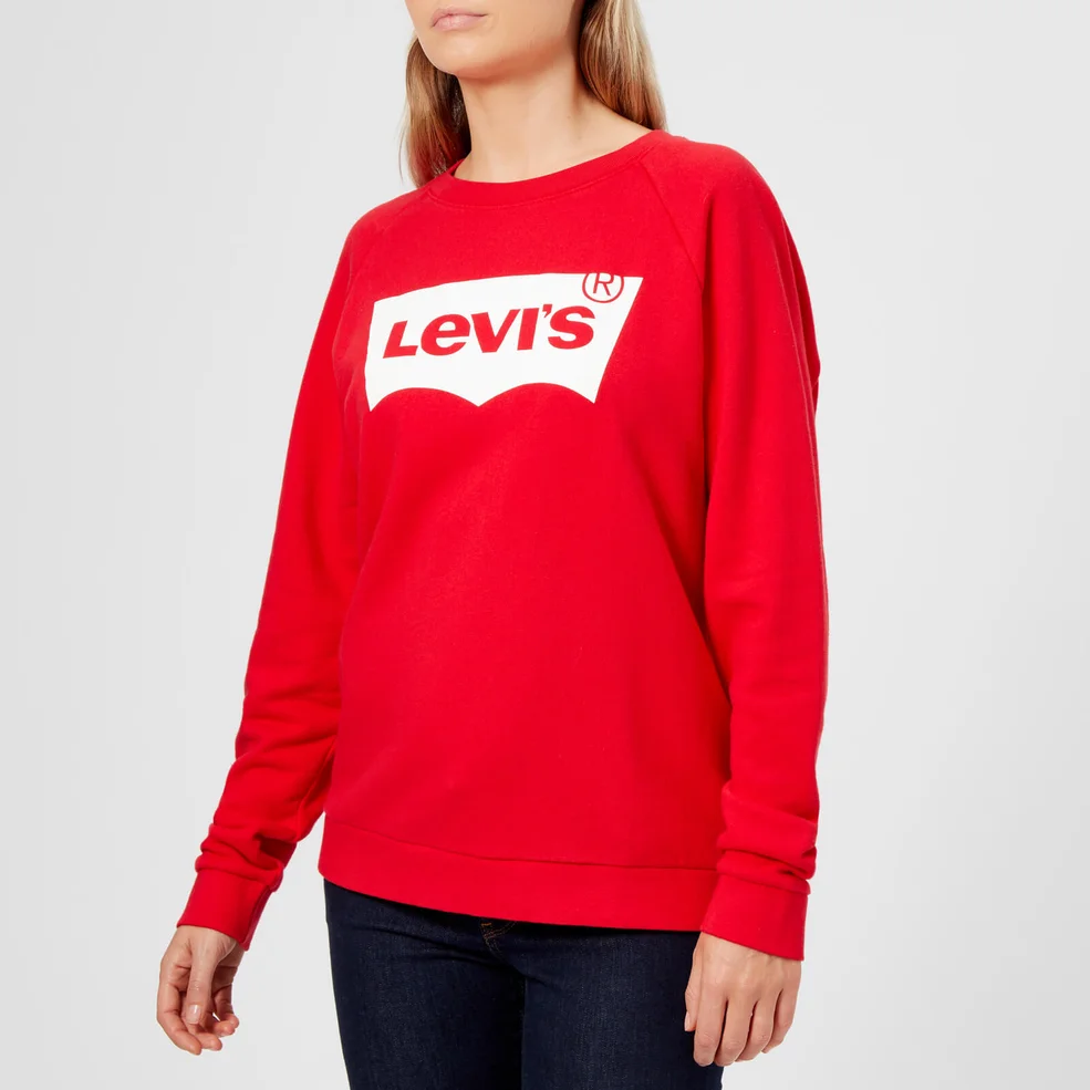 Levi's Women's Relaxed Graphic Crew Neck Jumper - Better Fleece Housemark Chinese Red Image 1