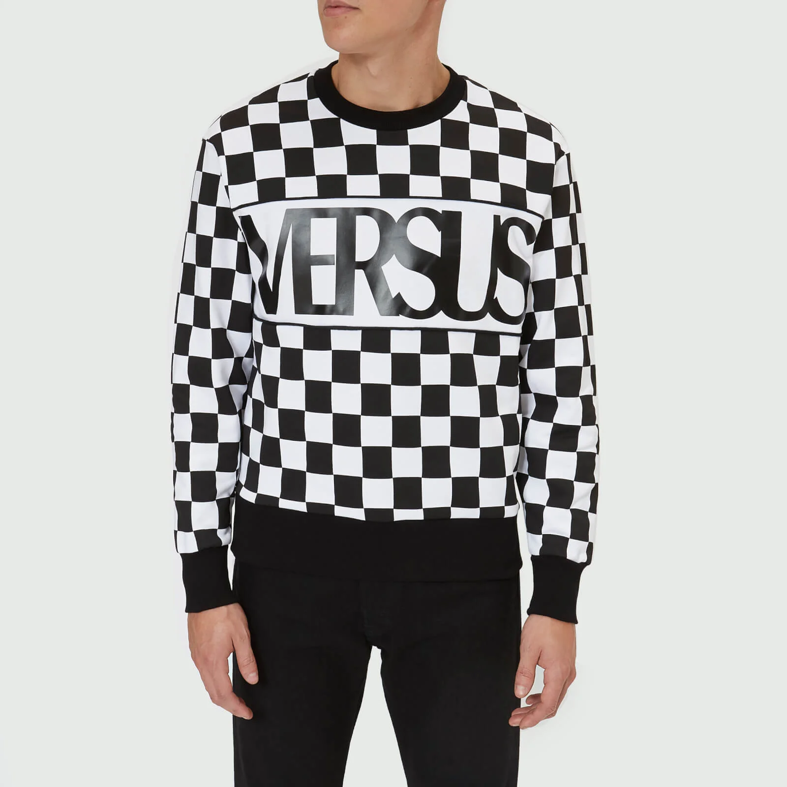 Versus Versace Men's Check Logo Sweatshirt - Black/White Image 1