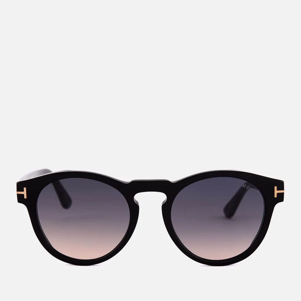 Tom Ford Men's Round Frame Sunglasses - Shiny Black/Gradient Smoke Image 1