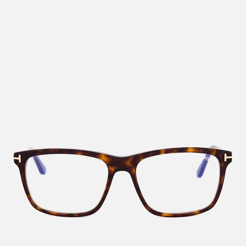 Tom Ford Men's Blue Block Square Glasses - Dark Havana Image 1