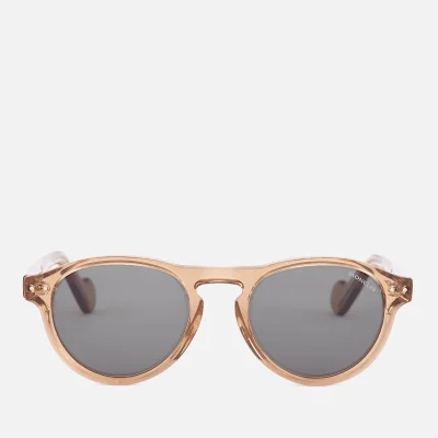 Moncler Men's Round Frame Sunglasses - Shiny Light Brown/Green
