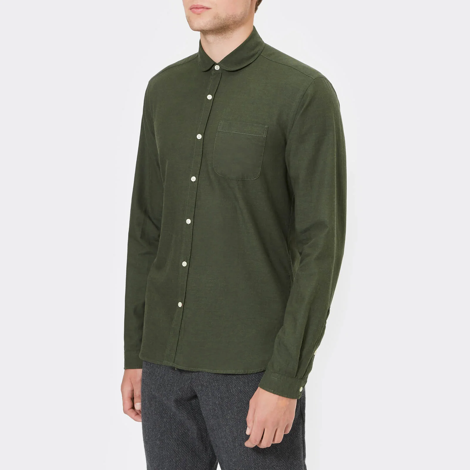 Oliver Spencer Men's Eton Collar Long Sleeve Shirt - Cooper Green Image 1
