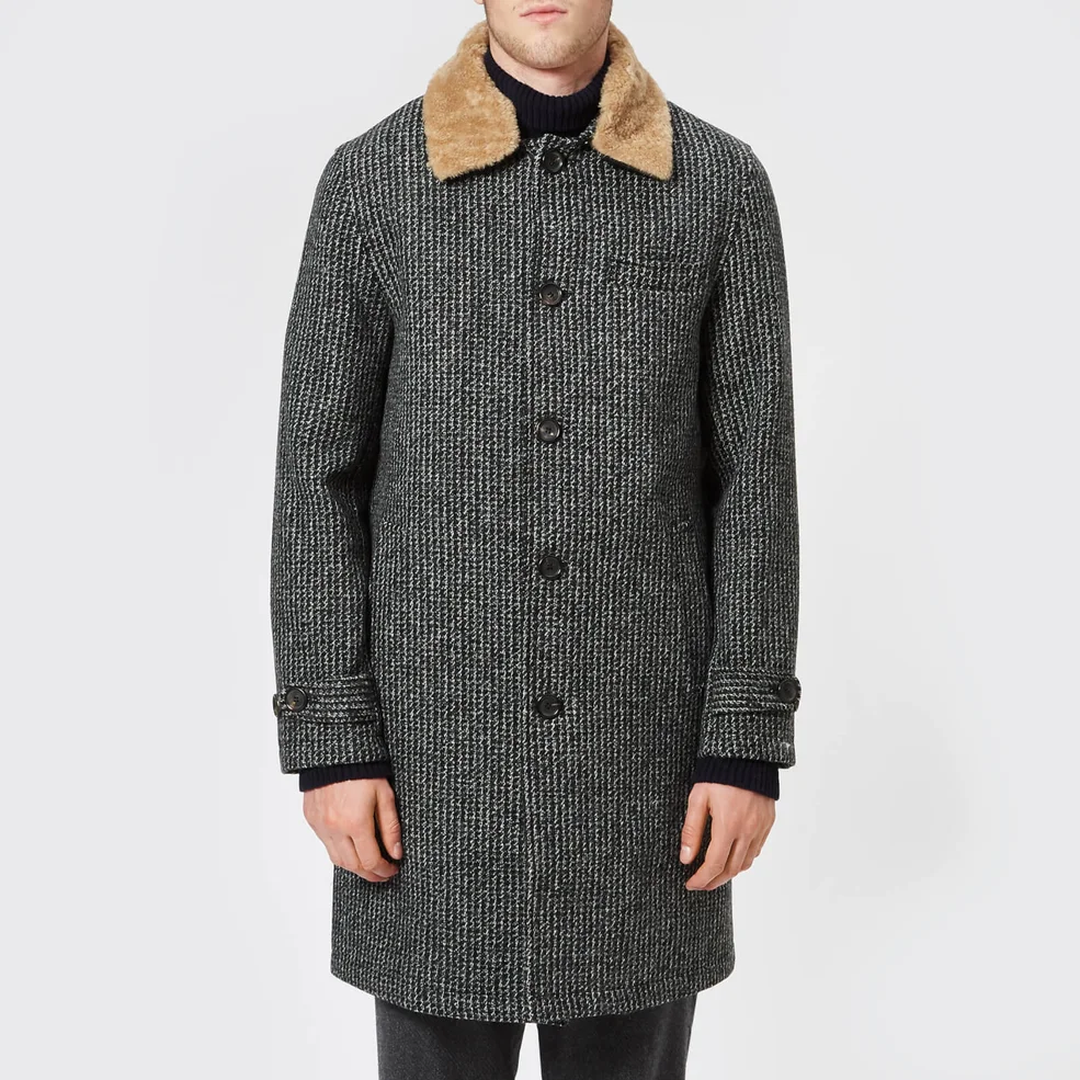 Oliver Spencer Men's Beaumont Sheepskin Collar Coat - Banbury Charcoal Image 1