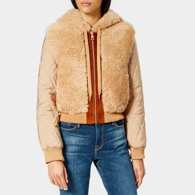 See By Chloé Women's Shearling Mix Jacket - Chestnut Cream