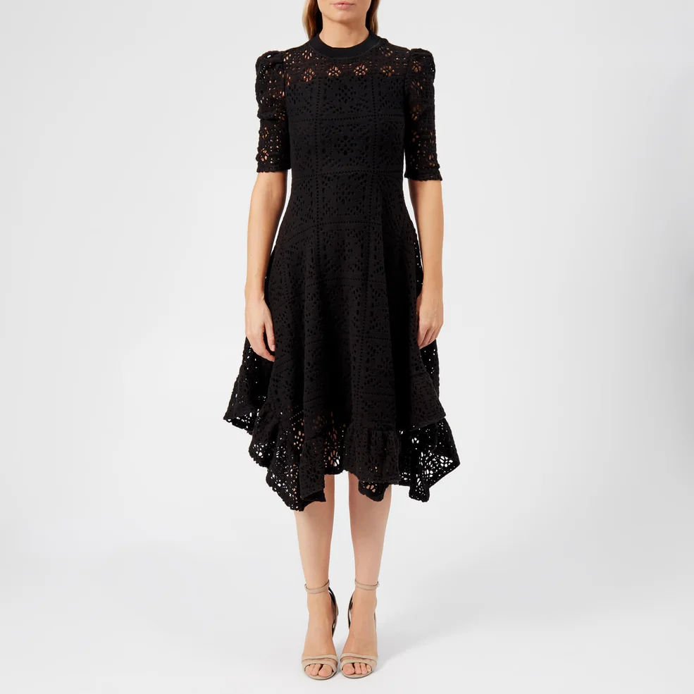 See By Chloé Women's Floral Jersey Lace Midi Dress - Black Image 1