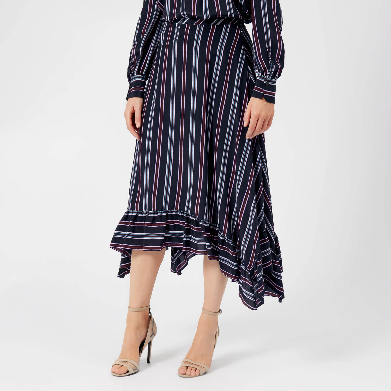 See By Chloé Women's Stripes Midi Skirt - Multicoloured Blue Image 1