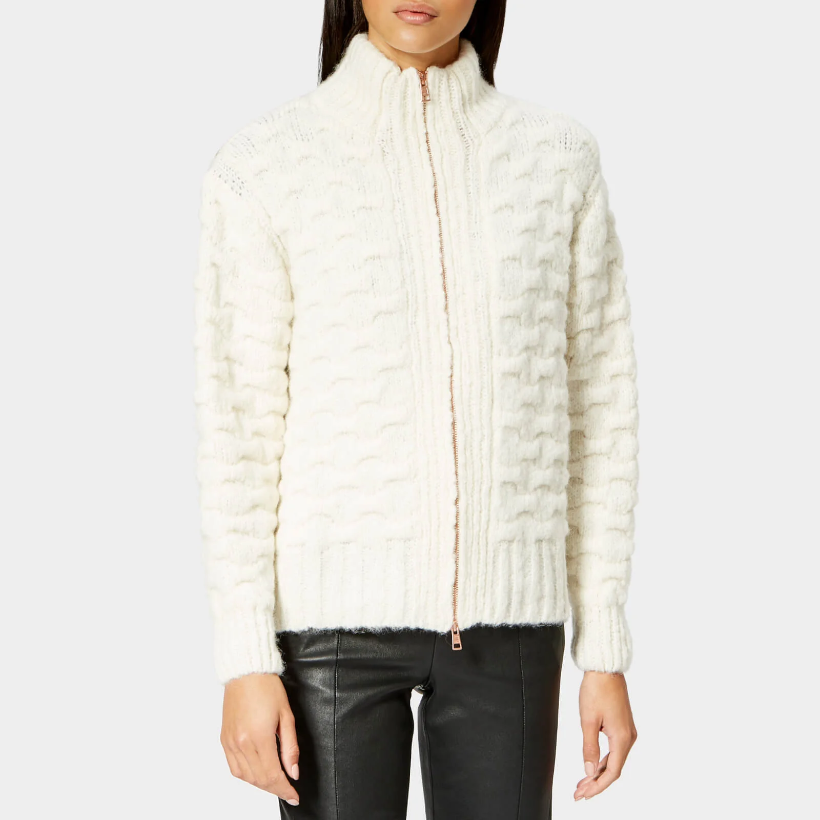 See By Chloé Women's Feminine Textured Knit Jacket - Beige/White Image 1