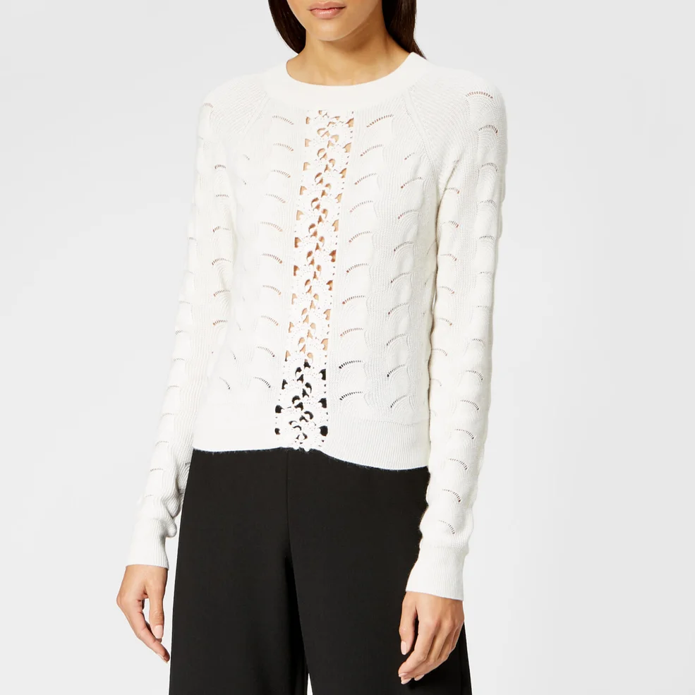 See By Chloé Women's Lace Crochet Knitted Jumper - Crystal White Image 1