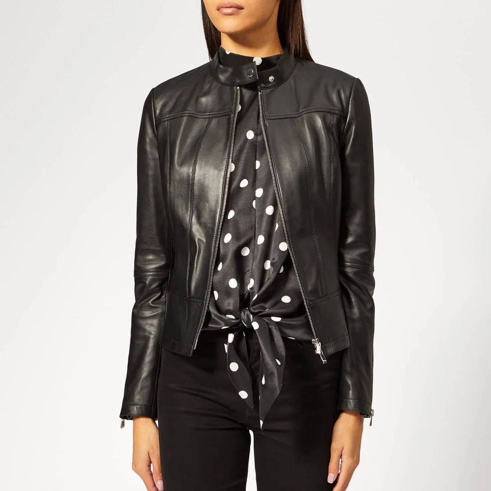 HUGO Women's Lonette Leather Jacket - Black Image 1