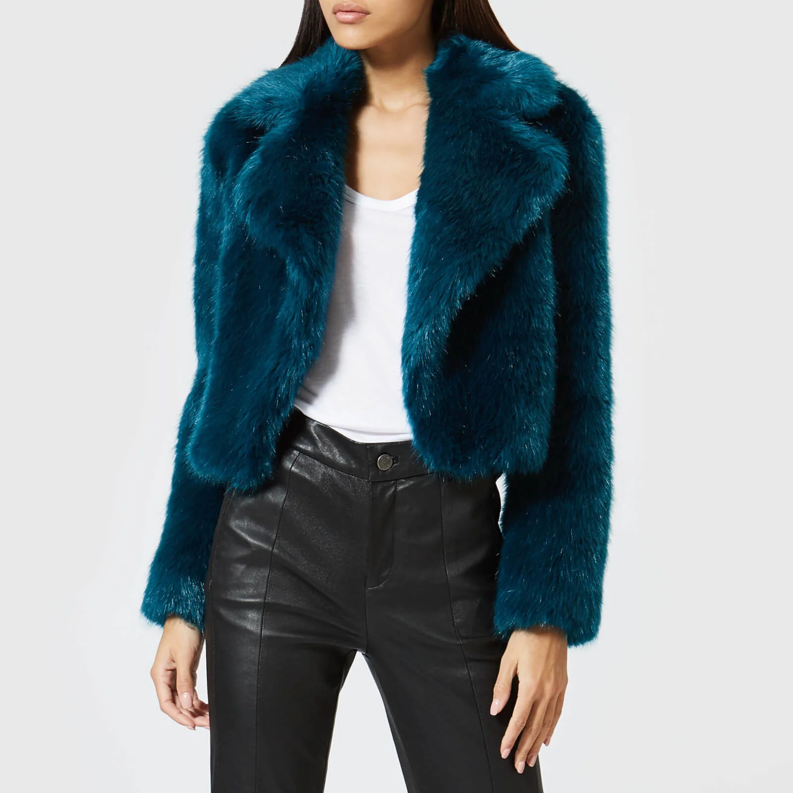 MICHAEL MICHAEL KORS Women's Cropped Fur Jacket - Lux Teal Image 1