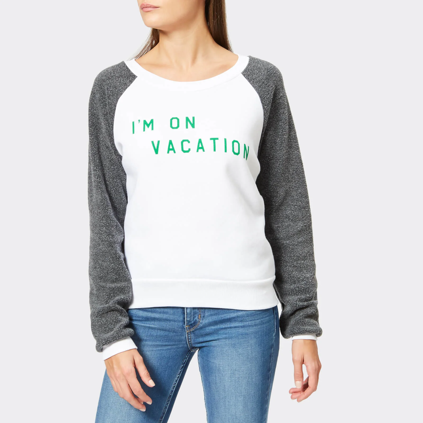 Wildfox Women's I'm On Vacation Sweatshirt - Clean White/Clean Black Image 1
