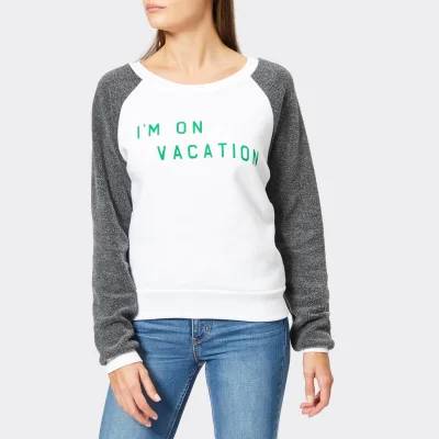 Wildfox Women's I'm On Vacation Sweatshirt - Clean White/Clean Black
