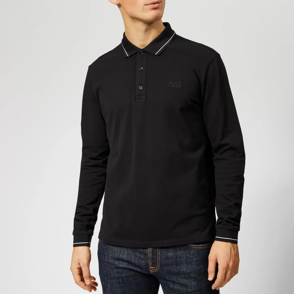 HUGO Men's Donol LS Polo Shirt - Black Image 1