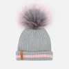 BKLYN Women's Merino Classic Pom Pom Hat - Grey/Pink Stripe - Image 1
