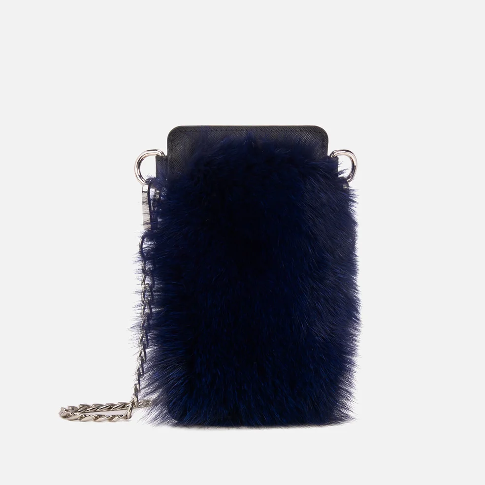 BKLYN Women's Touch Screen Fur Bag - Blue Image 1