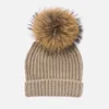 BKLYN Women's Cashmere Pom Pom Hat - Oatmeal/Natural - Image 1