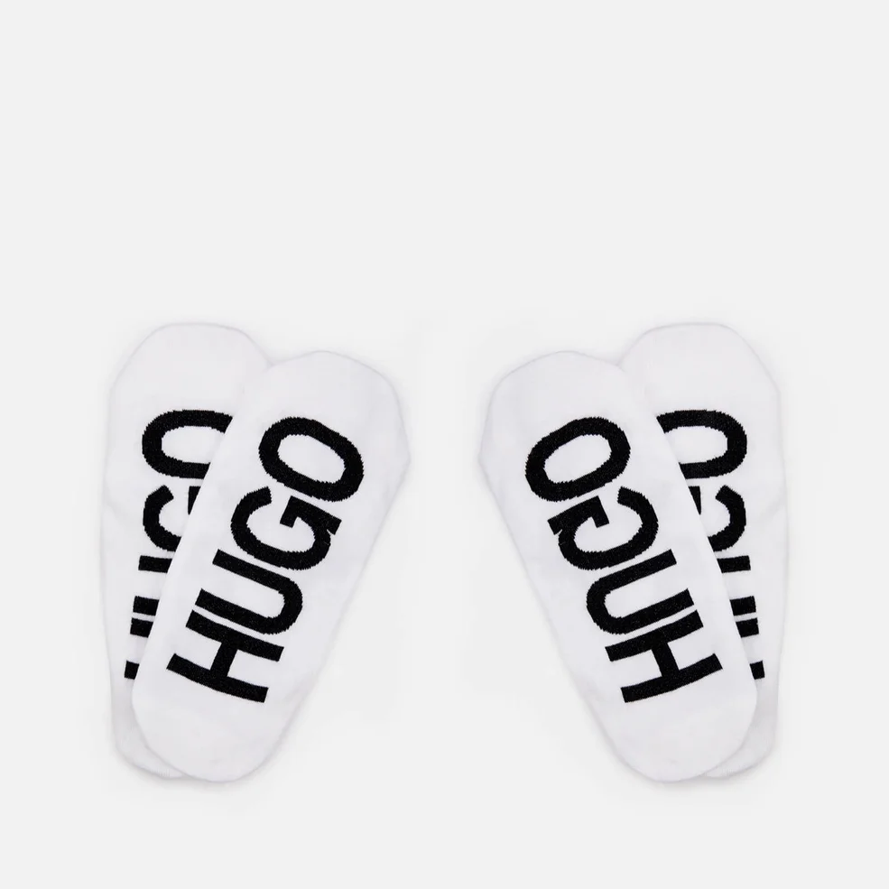 HUGO Men's 2 Pack Logo Invisible Socks - White Image 1