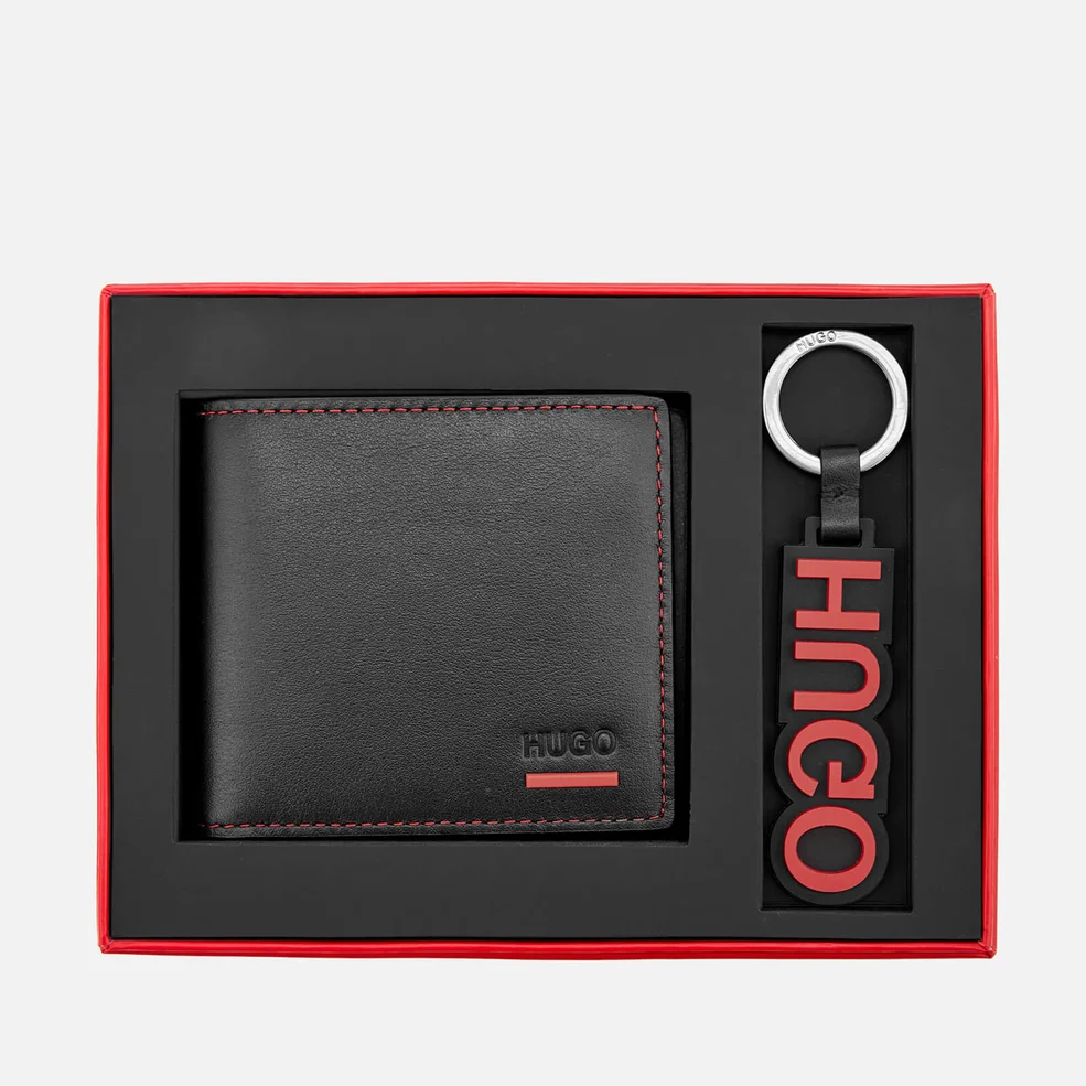 HUGO Men's Gift Box with Leather Wallet and Key Ring - Black Image 1