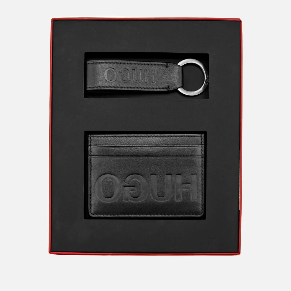 HUGO Men's Gift Box with Single Card Case and Leather Key Ring - Black Image 1