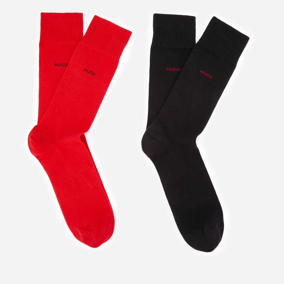 HUGO Men's Uni 2 Pack Socks - Black/Red - UK 8.5-11 Image 1