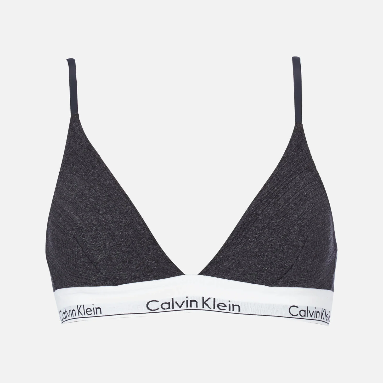Calvin Klein Women's Triangle CK Logo Bra - Rib Knit/Charcoal Heather Image 1