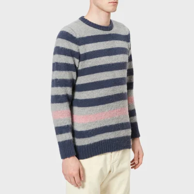 Howlin' Men's Striped Colour Pop Crew Knitted Jumper - Lotion