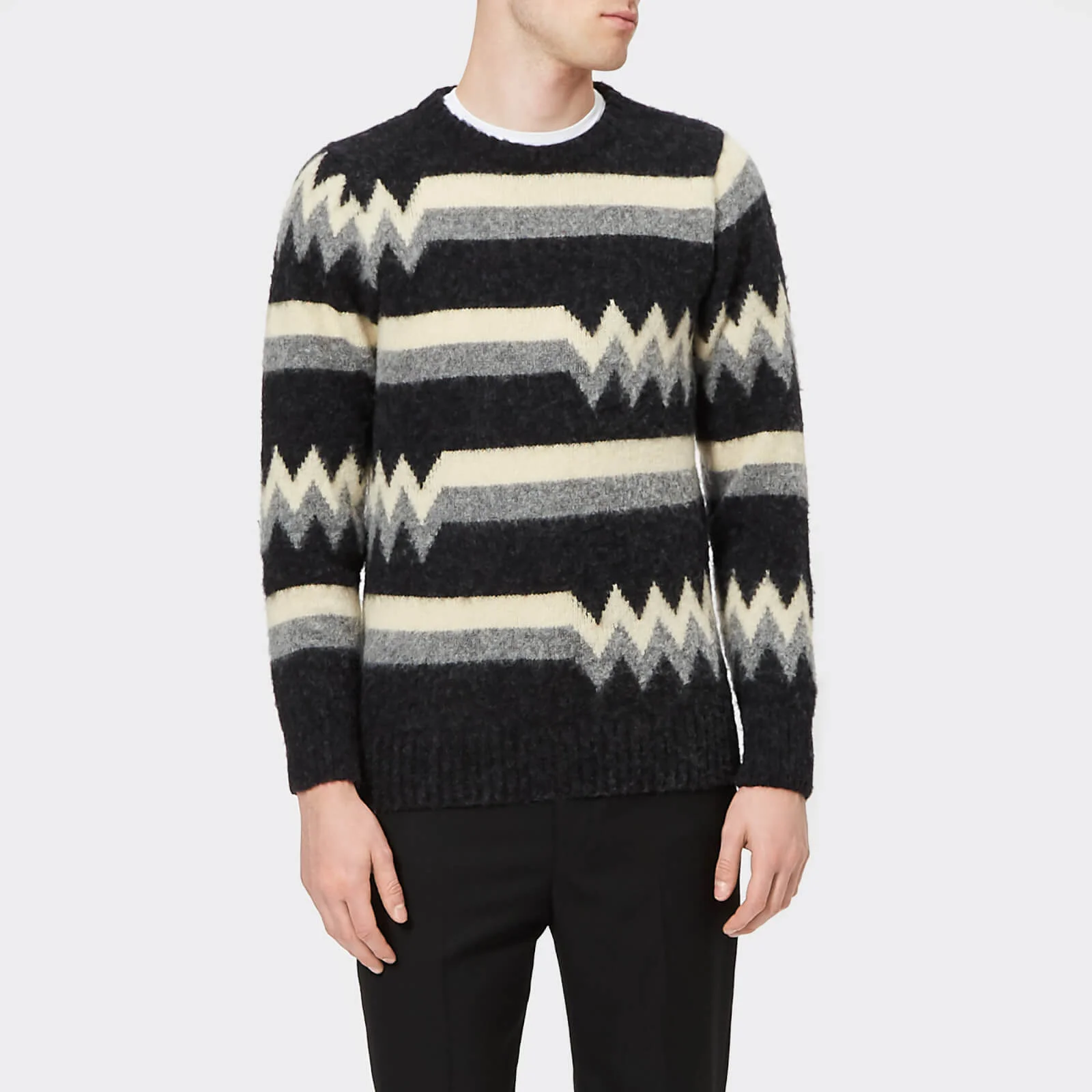 Howlin' Men's Patterned Crew Neck Knitted Jumper - Charcoal Image 1