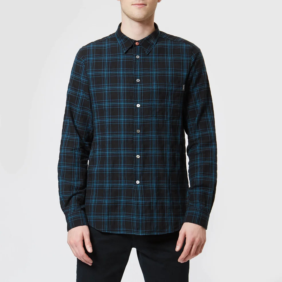 PS Paul Smith Men's Checked Long Sleeved Shirt - Black Image 1