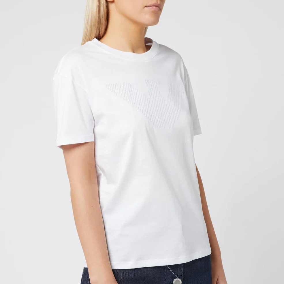 Emporio Armani Women's Embroidered Logo T-Shirt - White Image 1