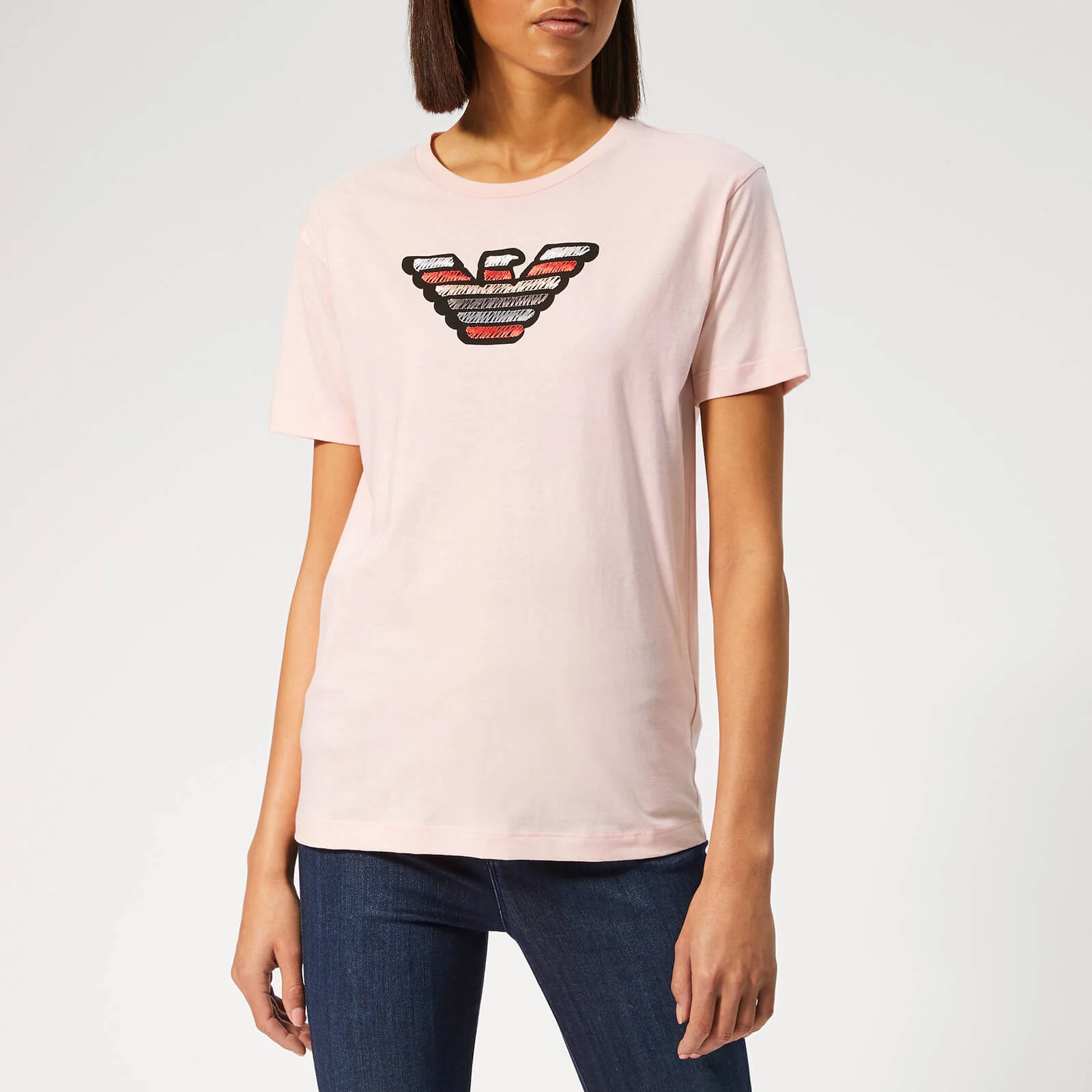 Emporio Armani Women's Multi Embroidered Logo T-Shirt - Pink Image 1