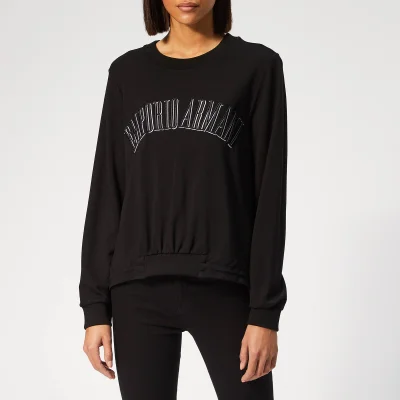 Emporio Armani Women's Logo Cropped Front Sweatshirt - Black
