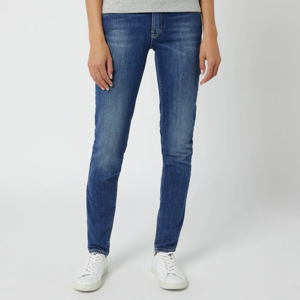 Emporio Armani Women's J28 Mid Rise Skinny Jeans - Blue Image 1