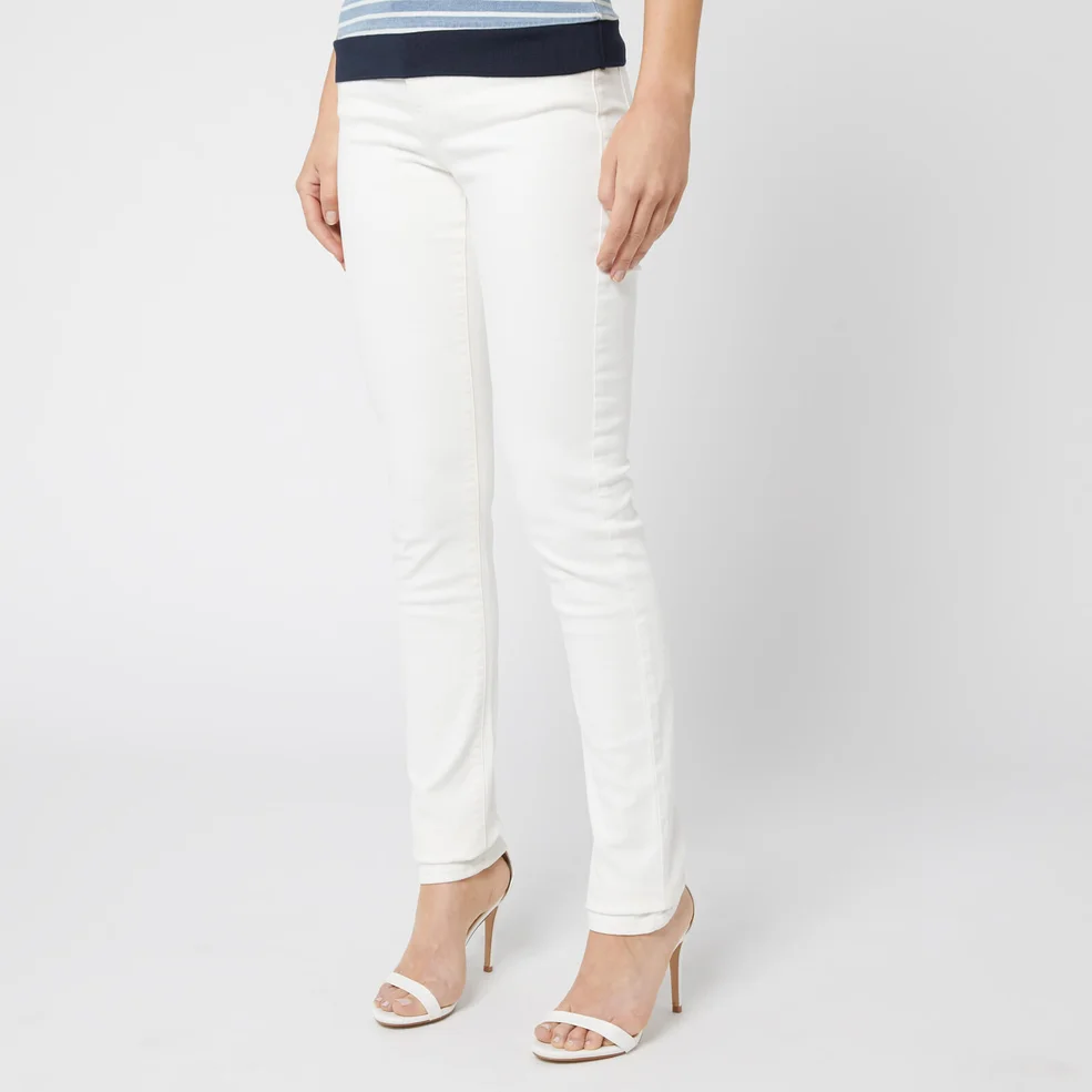 Emporio Armani Women's J18 High Rise Straight Jeans - Cream Image 1
