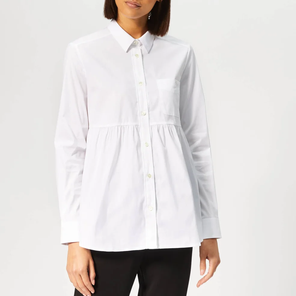 Emporio Armani Women's Poplin Peplum Style Shirt - White Image 1