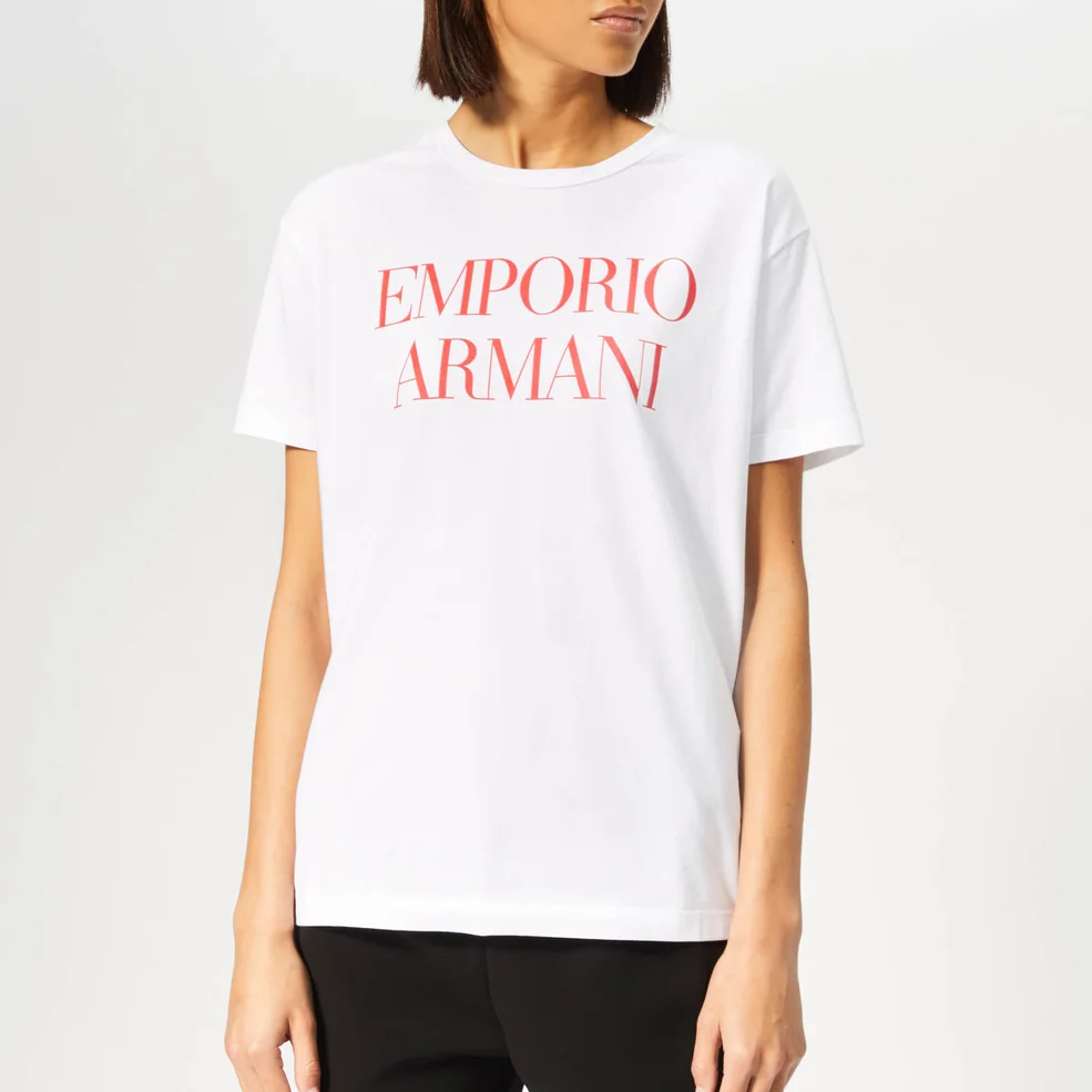 Emporio Armani Women's Oversized T-Shirt with Logo - White Image 1