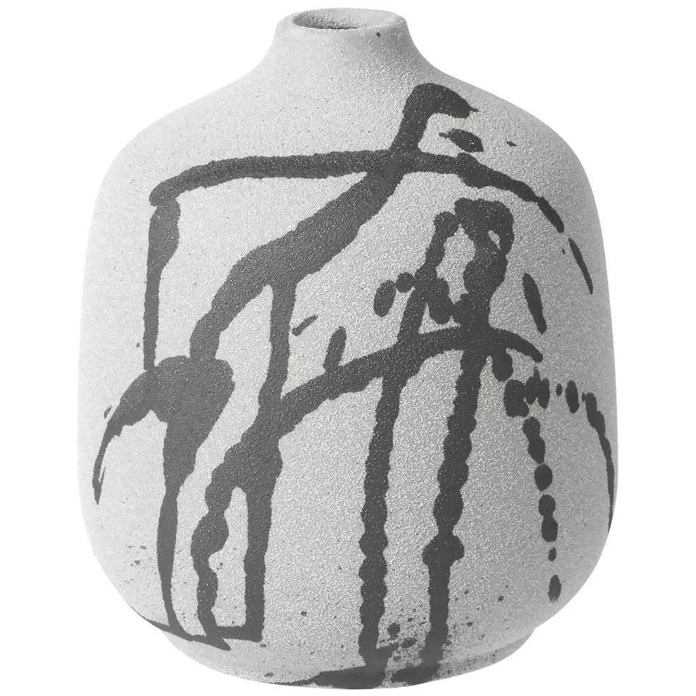 Broste Copenhagen Splash Bottle Ceramic Vase - Grey and White - 16cm Image 1