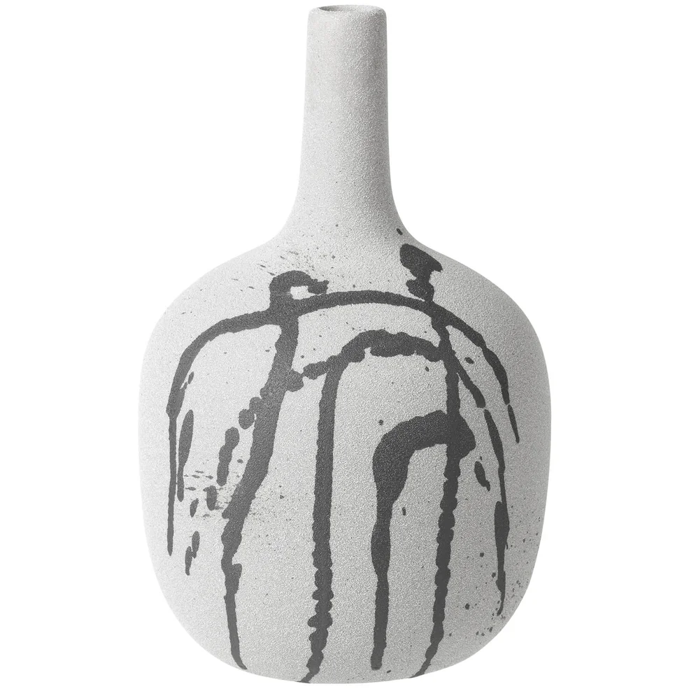 Broste Copenhagen Splash Bottle Ceramic Vase - Grey and White - 30cm Image 1