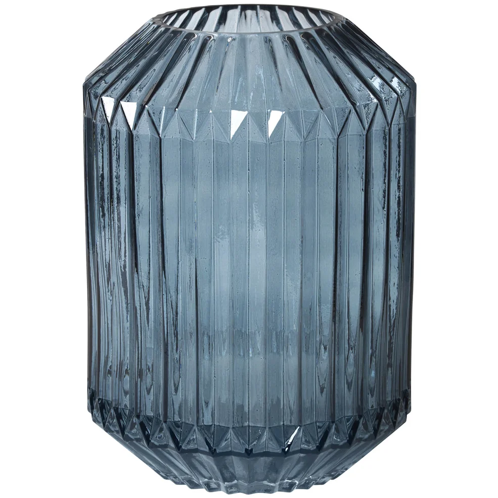 Broste Copenhagen Groove Glass Vase - Blue Image 1