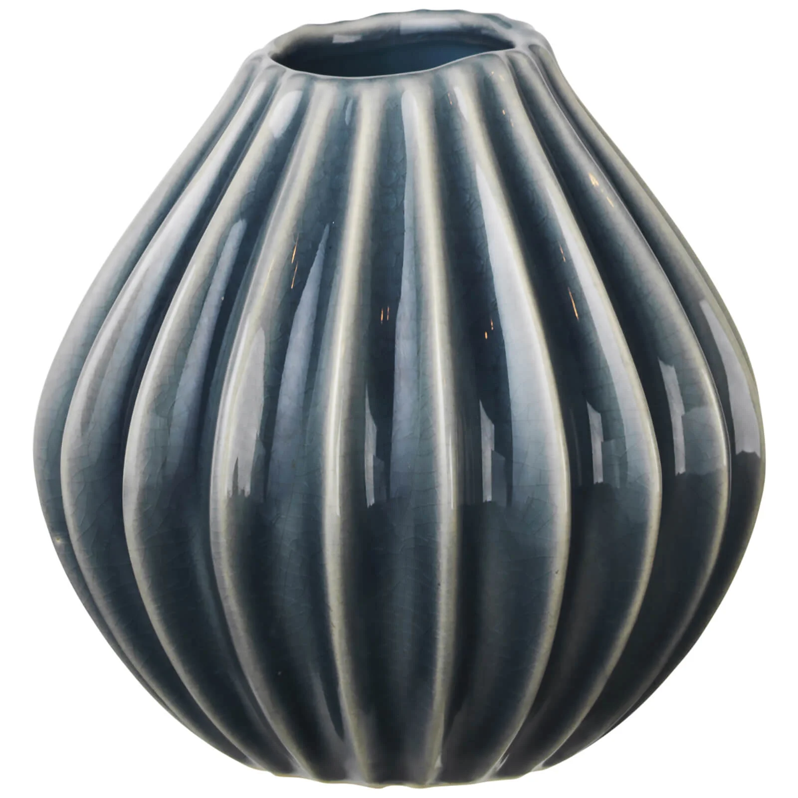 Broste Copenhagen Wide Ceramic Vase - Small - Blue Mirage Image 1