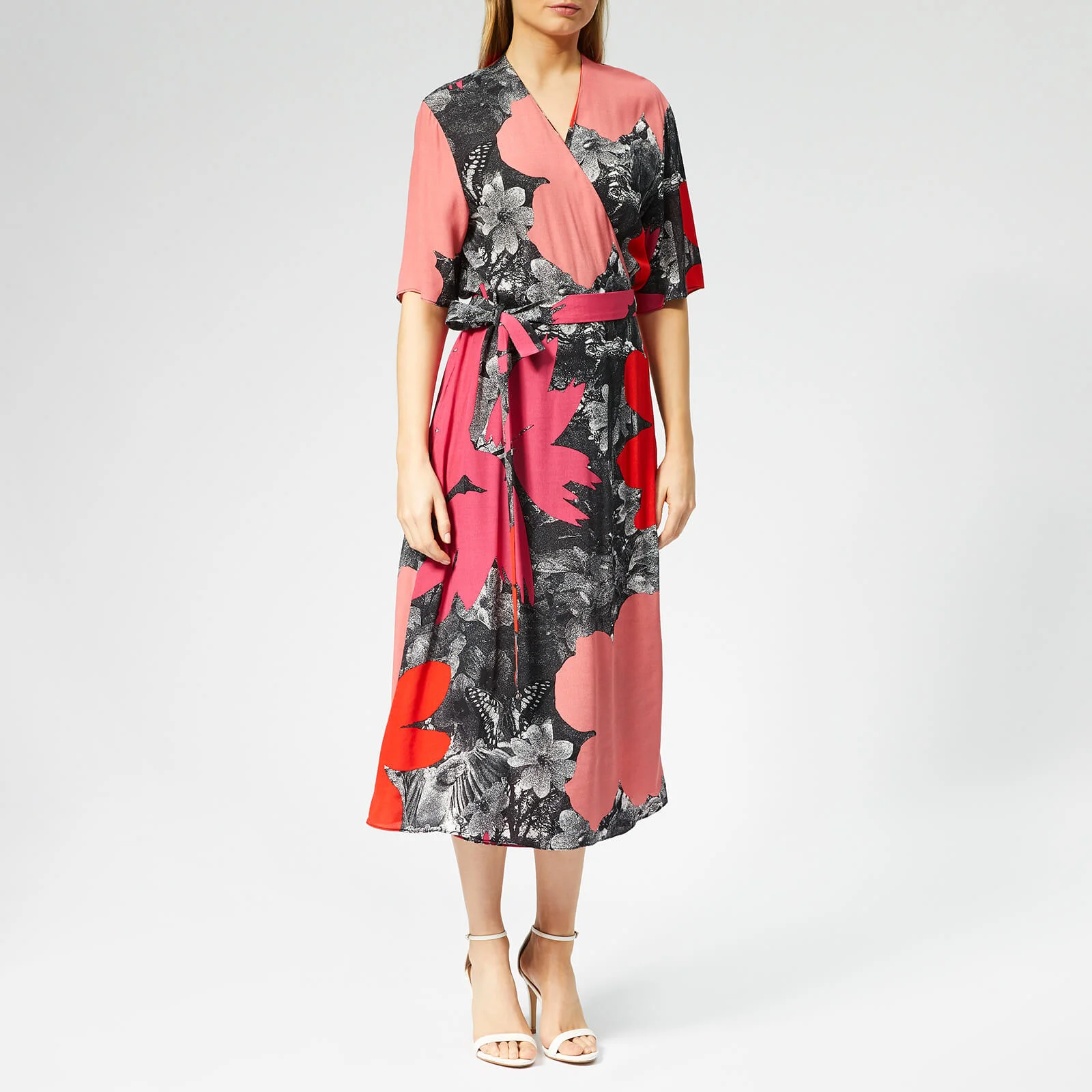 PS Paul Smith Women's Rainforest Floral Wrap Dress - Brick Image 1
