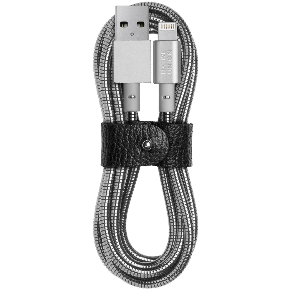 Native Union X Tom Dixon Coil Lightning Cable - Brushed Silver - 1.2m Image 1