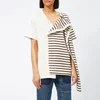 JW anderson Women's Striped Jersey T-Shirt with Draped Scarf - Chocolate Brown - Image 1